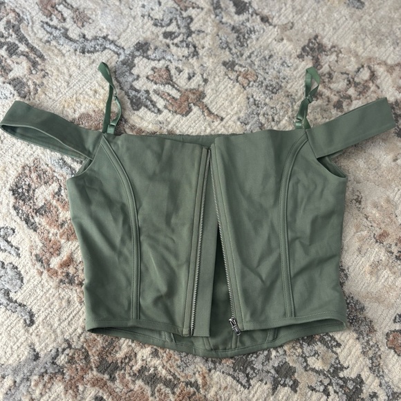 I. AM. GIA of the shoulder sage green bustier top - Picture 2 of 5